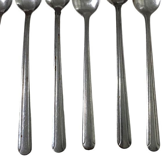 Royal Chicago Stainless Steel China Teaspoon Lot of 8 Art Deco Dining Kitchen - Picture 3 of 6